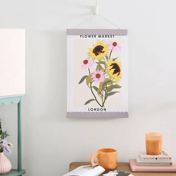 Scalloped Poster Hanger - Lilac, Wood