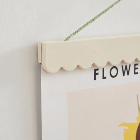 Scalloped Poster Hanger - White, Wood