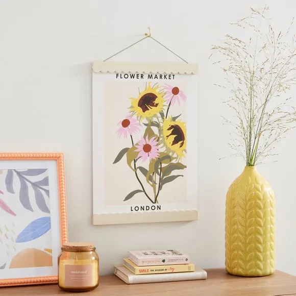 Scalloped Poster Hanger - White, Wood