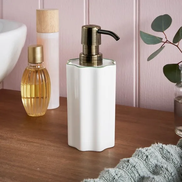 Scalloped Soap Dispenser - White, Ceramic image