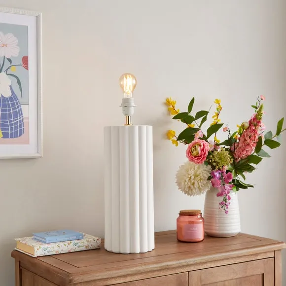 Scalloped Table Lamp Base - White, Ceramic image