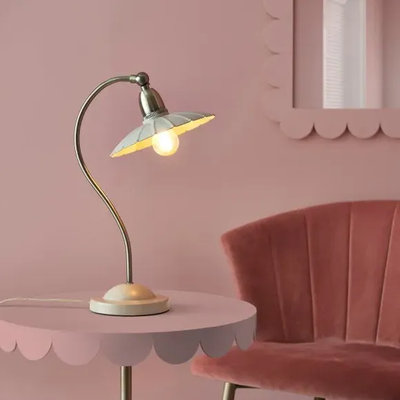 Scalloped Table Lamp with Switch - Mushroom image