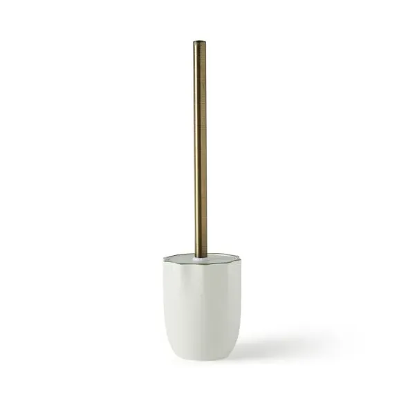 Scalloped Toilet Brush with Holder - White