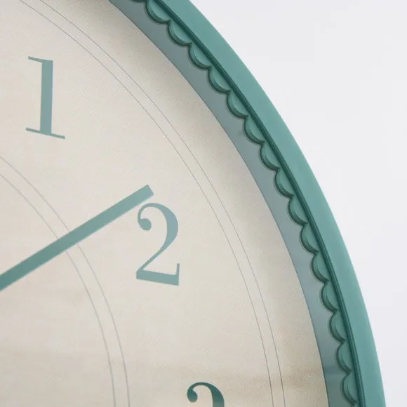 Scalloped Wall Clock Silent Movement - Green