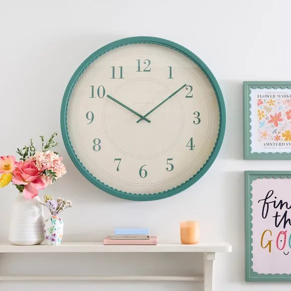 Scalloped Wall Clock Silent Movement - Green image