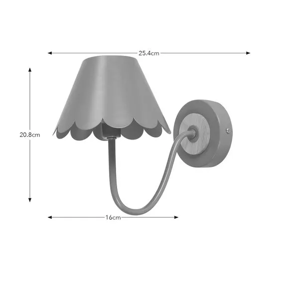 Scalloped Wall Light - Green, Metal