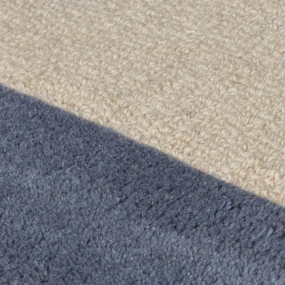 Scalloped Wool Rug - Blue, Hand-Carved