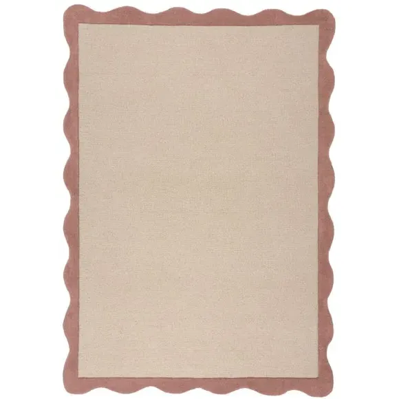 Scalloped Wool Rug - Blush, Hand-Carved