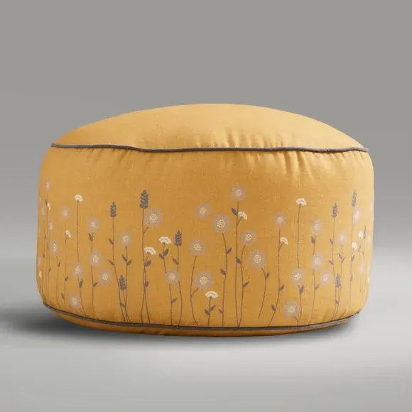 Scandi Print Pouffe - Ochre, Cotton
