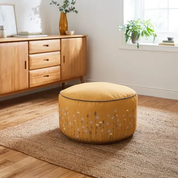 Scandi Print Pouffe - Ochre, Cotton image