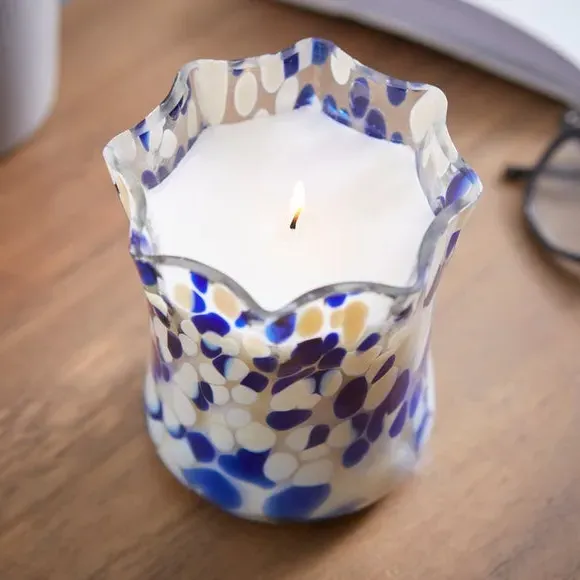 Scented Candle with Glass Holder - Blue, Glass