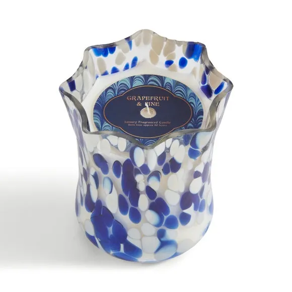 Scented Candle with Glass Holder - Blue, Glass