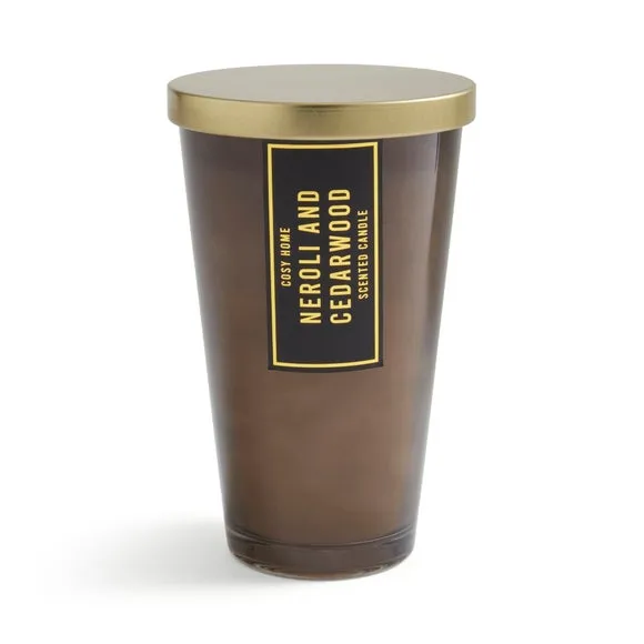 Scented Candle with Gold Lid - Brown, Glass