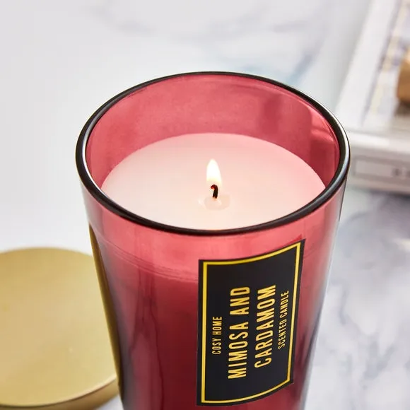 Scented Candle with Gold Lid - Burgundy, Glass