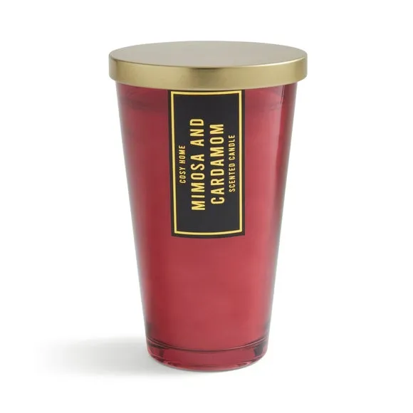 Scented Candle with Gold Lid - Burgundy, Glass