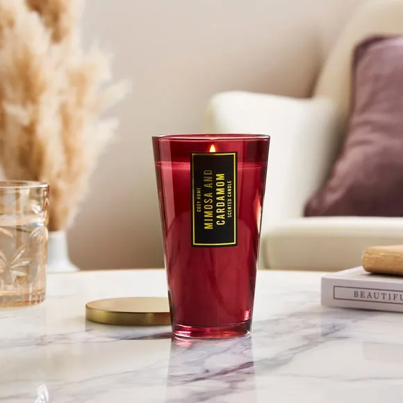 Scented Candle with Gold Lid - Burgundy, Glass image