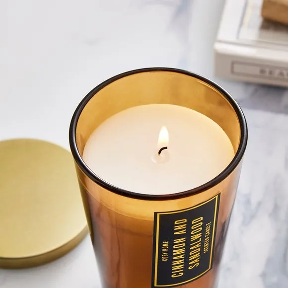 Scented Candle with Lid - Amber, Glass