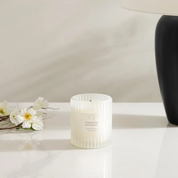 Scented Candle with Ribbed Glass - Clear