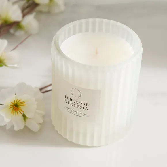 Scented Candle with Ribbed Glass - Clear
