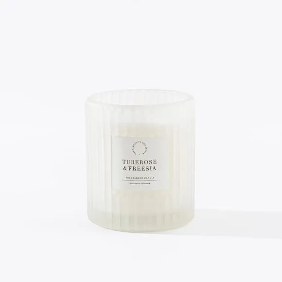 Scented Candle with Ribbed Glass - Clear