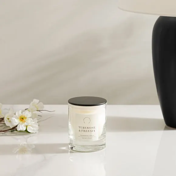 Scented Candle with Ribbed Glass - Clear