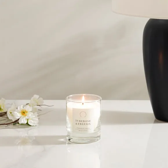 Scented Candle with Ribbed Glass - Clear image