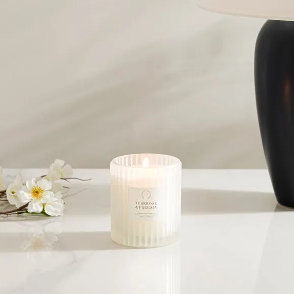 Scented Candle with Ribbed Glass - Clear