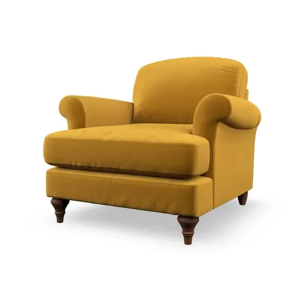 Scroll Arm Armchair with Springs - Amber