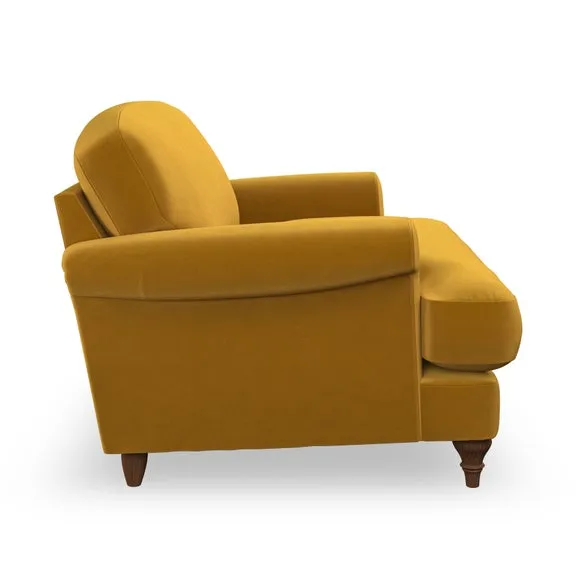 Scroll Arm Armchair with Springs - Amber