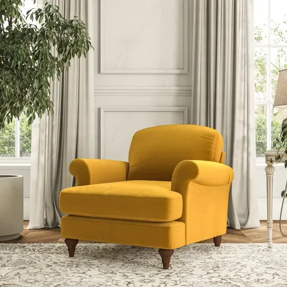 Scroll Arm Armchair with Springs - Amber image