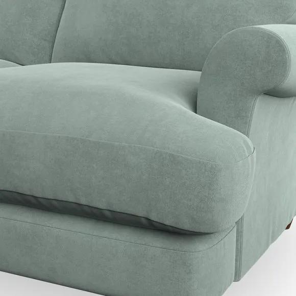 Scroll Arm Armchair with Springs - Green, Velvet