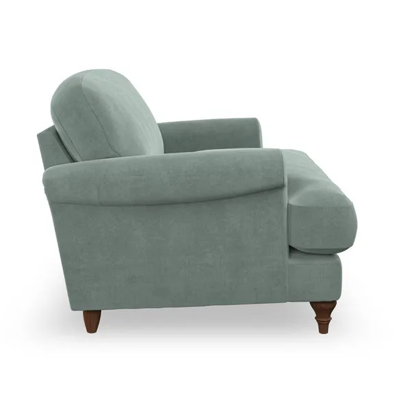 Scroll Arm Armchair with Springs - Green, Velvet