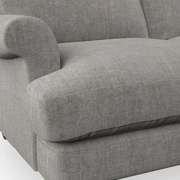 Scroll Arm Armchair with Springs - Grey