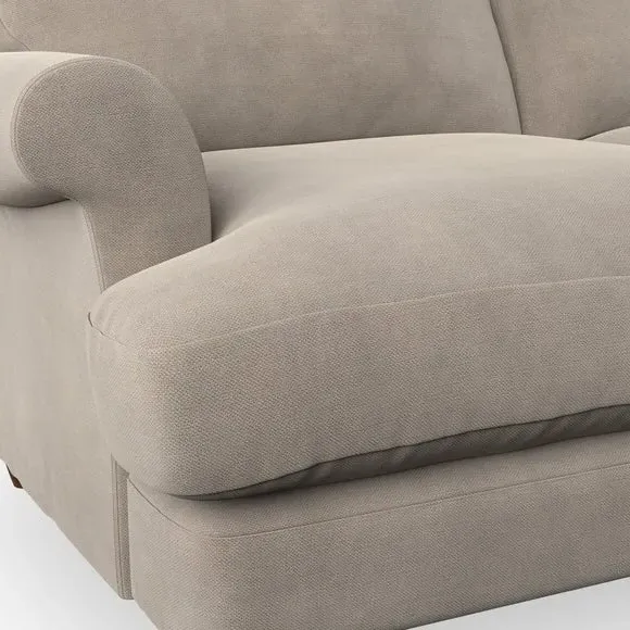 Scroll Arm Armchair with Springs - Mushroom
