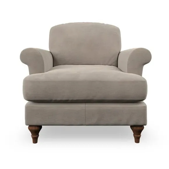 Scroll Arm Armchair with Springs - Mushroom