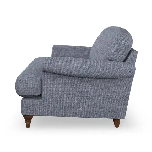Scroll Arm Armchair with Springs - Navy