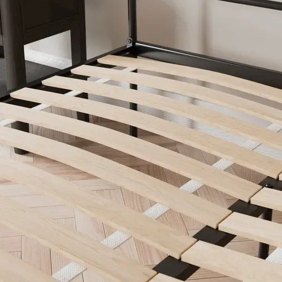 Scrolled Bed Frame with Sprung Slats - Black, Metal