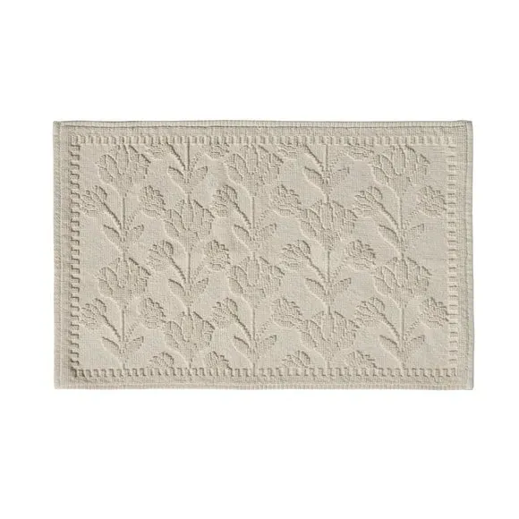 Sculpted Bath Mat with Floral Pattern - Cream image