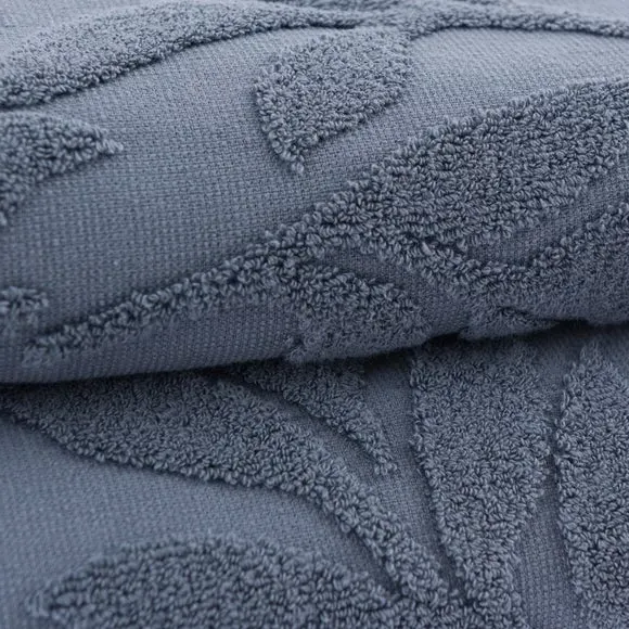 Sculptured Bath Towel with Leaf Design - Maritime