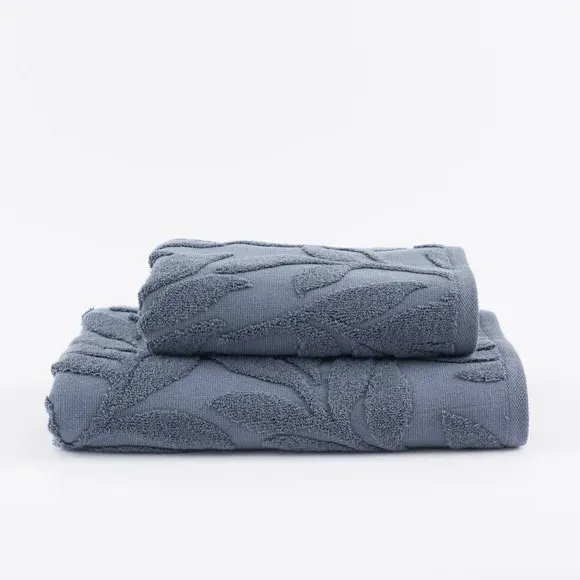 Sculptured Bath Towel with Leaf Design - Maritime