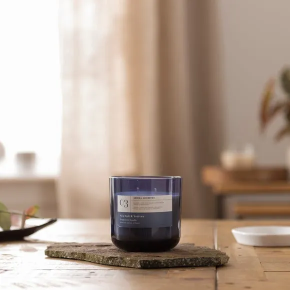 Sea Salt Vetiver Scented Candle - Blue