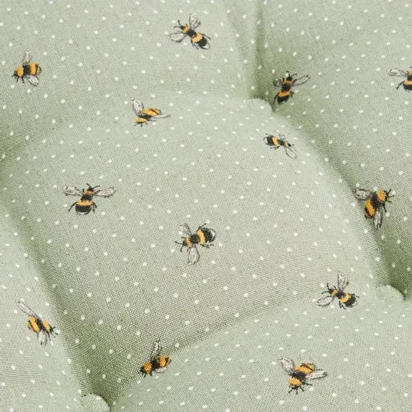 Seat Pad with Bee Print - Sage, Cotton Blend