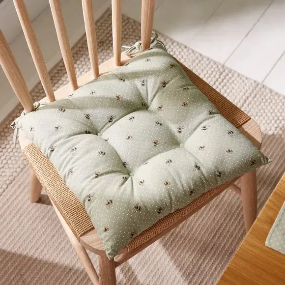 Seat Pad with Bee Print - Sage, Cotton Blend image