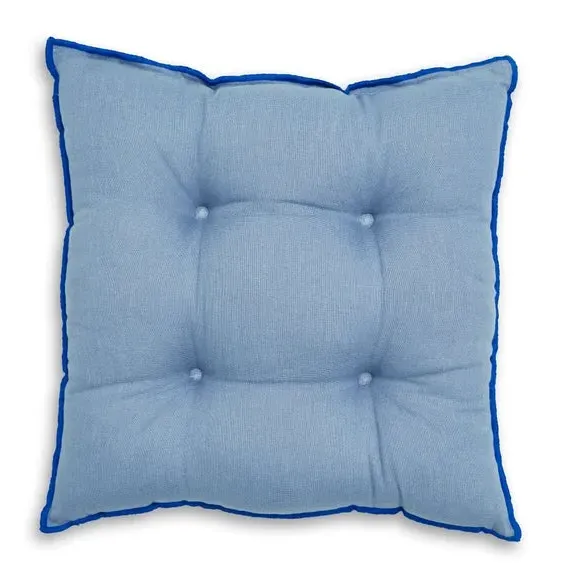 Seat Pad with Contrast Stitch - Blue, Cotton
