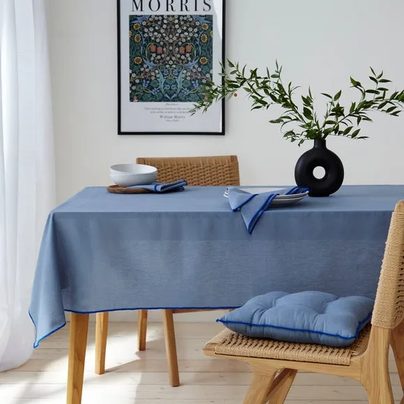 Seat Pad with Contrast Stitch - Blue, Cotton image