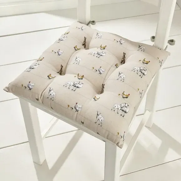 Seat Pad with Ties - Natural, Cotton image