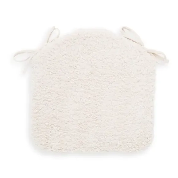 Seat Pad with Ties - Natural, Faux Borg