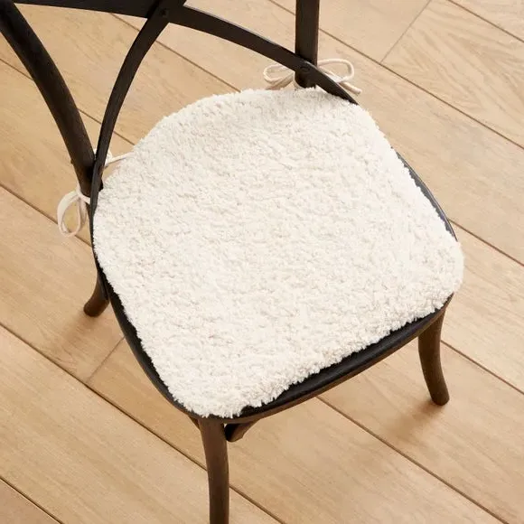 Seat Pad with Ties - Natural, Faux Borg image