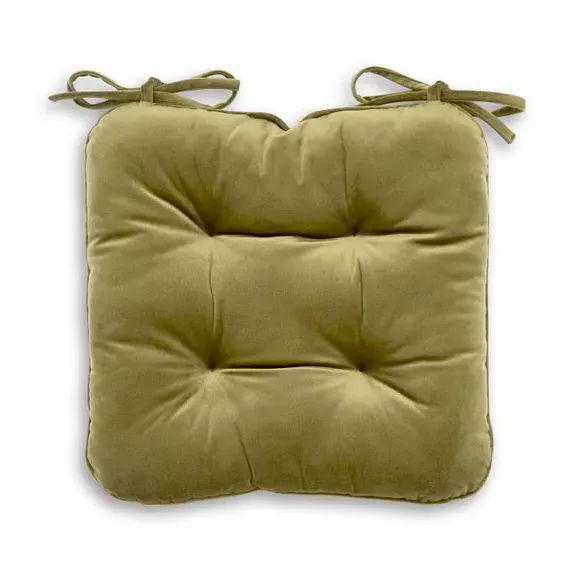 Seat Pad with Ties - Olive, Velour