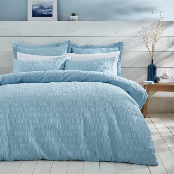 Seersucker Duvet Cover Set - Blue, Cotton image